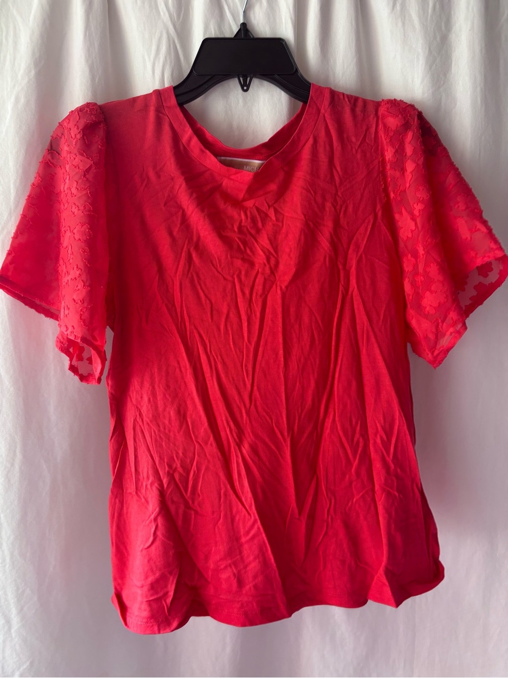 Michael Kors Bright Red Lace Sleeve Top